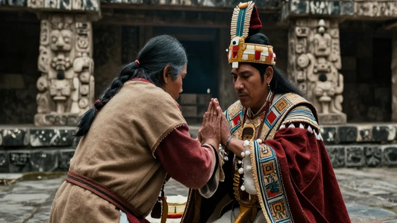 Sacerdote mexica en ceremonia de curación