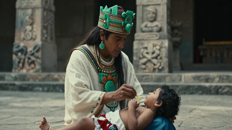 Ixtlilton, dios azteca de la curación, sana a un niño
