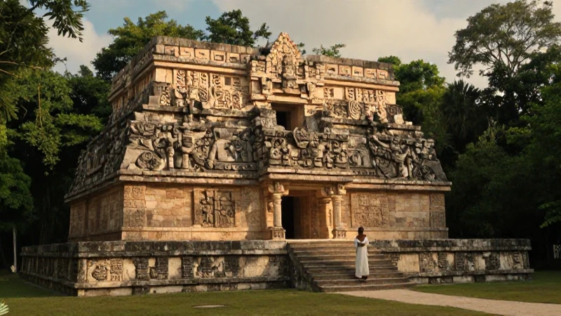 Majestuoso templo maya en la exuberante selva