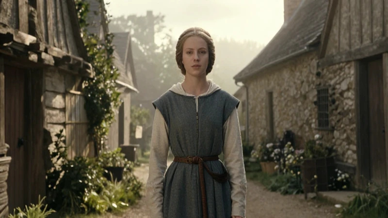 Juana de Arco en un pueblo medieval francés