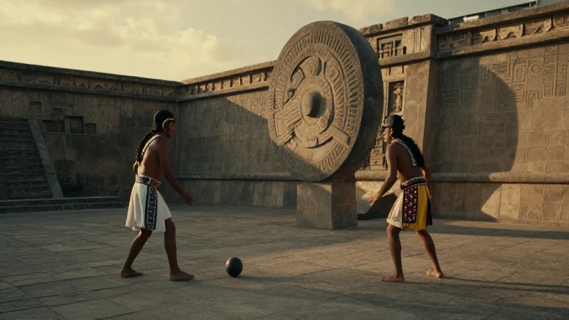 Atletas jugando el juego de pelota en Teotihuacán
