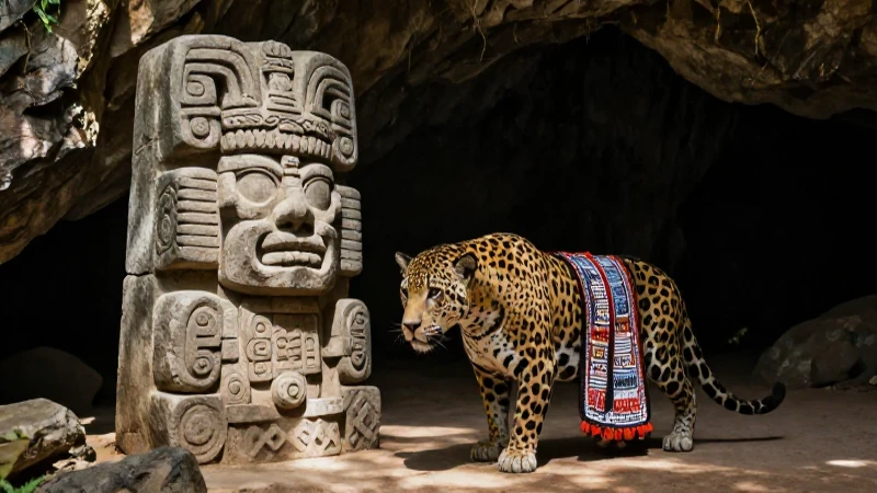 Jaguar, altar olmeca y sacerdote en Guerrero