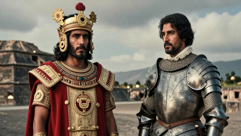 Por qué la caída de Tenochtitlan es un hito en la historia indígena 32 Cortés y Moctezuma en dramática Tenochtitlan