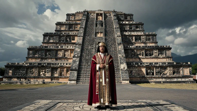 Sacerdote mesoamericano en La Cantona, foto dramática