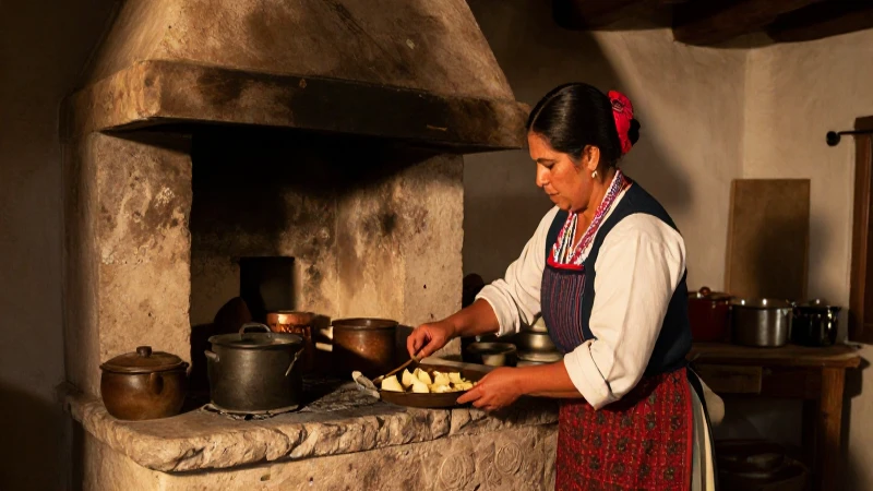 La Casa del Mendrugo: Un Refugio de Historia y Tradición 11 Cocinera tradicional histórica en cocina rústica