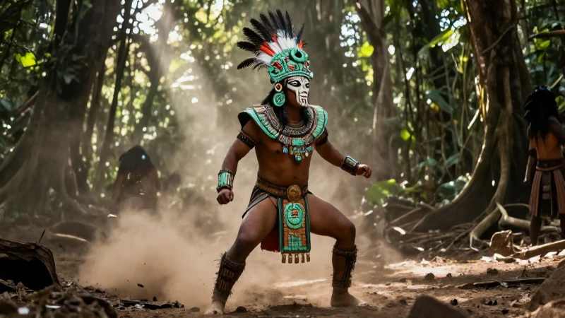 La conquista española: Un resumen de la historia de México 20 Guerrero azteca en batalla con atuendo de jade