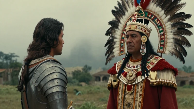 La conquista española: Un resumen de la historia de México 19 Conquistador y noble azteca en un drama histórico