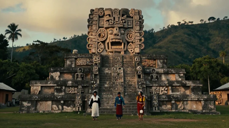 Qué es La Coyotera y su Tzompantli en Cañada de Cuicatlán 216 Ceremonia indígena en Cuicatlán bajo luz dorada