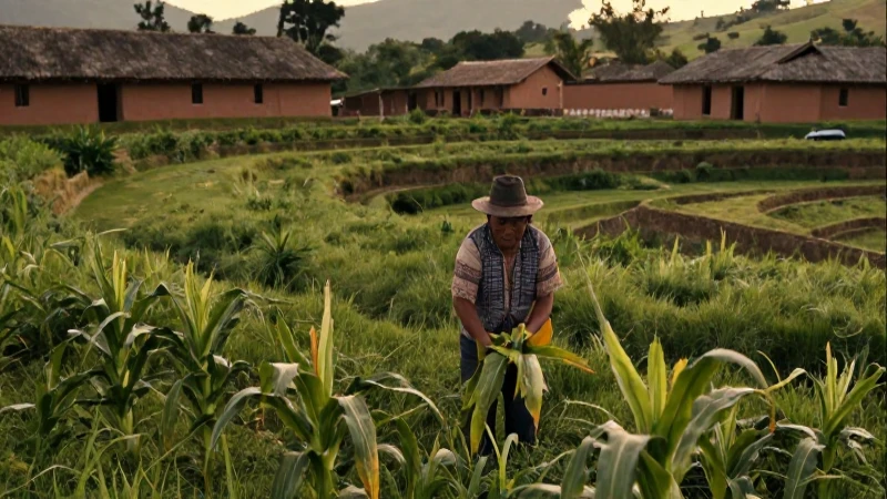 La historia del maíz en México: Cultivo y su legado cultural 33 Agricultor mesoamericano cultiva maíz en terrazas