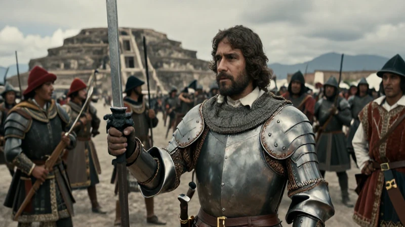 Conquistador español en Tenochtitlan durante La Noche Triste