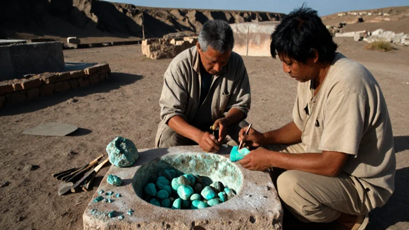 Extraen y tratan la turquesa en minas históricas