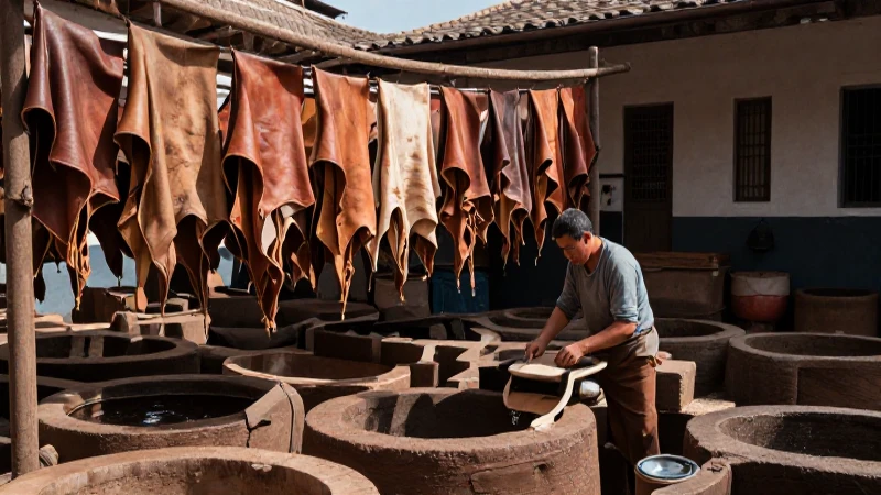 León Mexicano: La Ciudad de la Piel y su Riqueza Cultural 34 Artesano de cuero en taller histórico y soleado