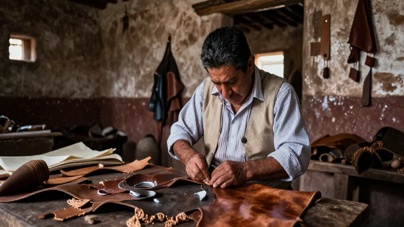 León Mexicano: La Ciudad de la Piel y su Riqueza Cultural 37 Artesano colonial trabaja en su taller histórico
