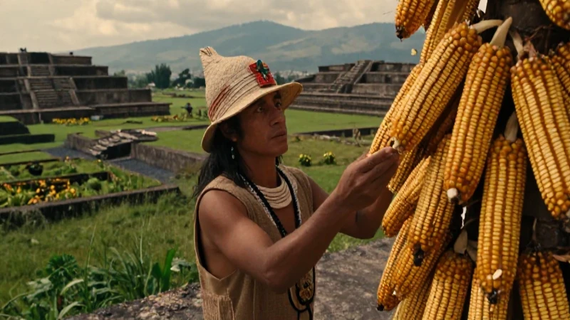 Cuáles son las leyendas y mitos inolvidables de los aztecas 28 Sacerdote azteca revisando el maíz en Tenochtitlan