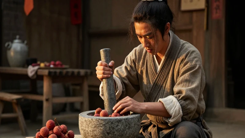Cuál es la historia, origen y beneficios del lichis 43 Herbalista asiático muele litchis en aldea histórica