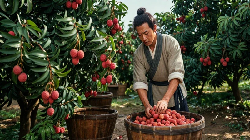 Cuál es la historia, origen y beneficios del lichis 44 Agricultor chino cosecha litchis históricos