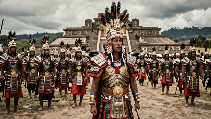 Guerre Mexica con armadura en formación de guerra