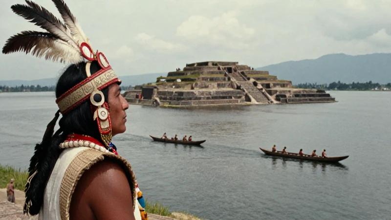 Líder Mexica observa el inicio de Tenochtitlan
