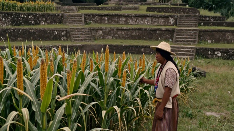 Cuál es la historia y evolución del maíz a través del tiempo 7 Agricultor mesoamericano en terrazas de maíz antiguas