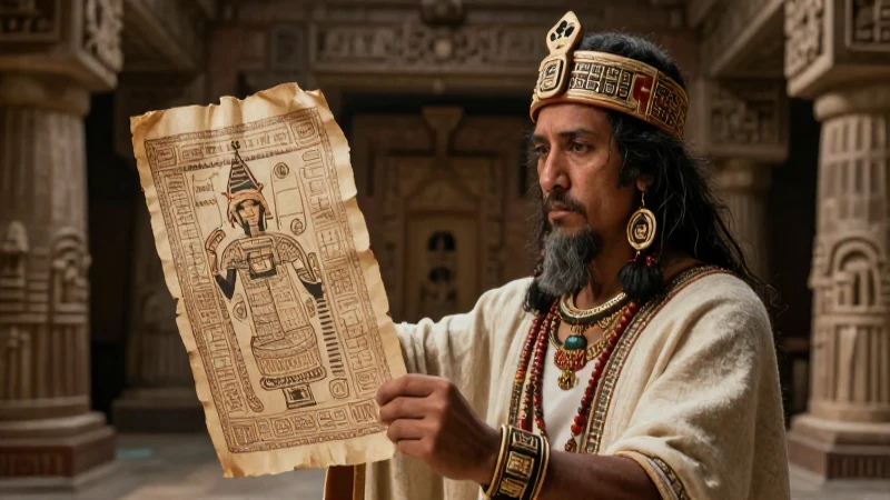 Qué son los 8 presagios del fin de los tiempos en el Códice 15 Sacerdote azteca en templo antiguo, estilo documental