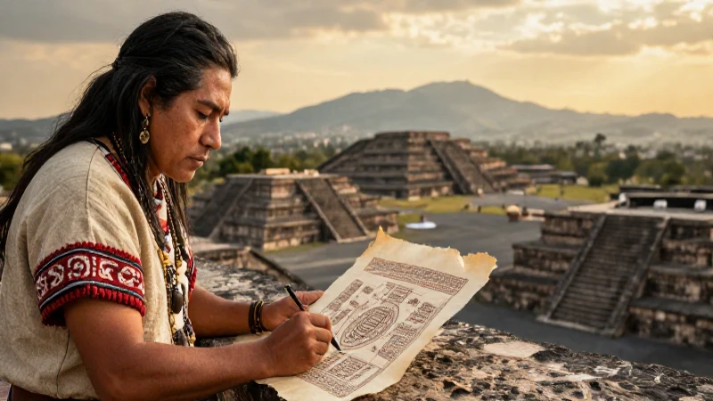 Qué son los 8 presagios del fin de los tiempos en el Códice 11 Sacerdote mesoamericano dibuja un códice en Tenochtitlan