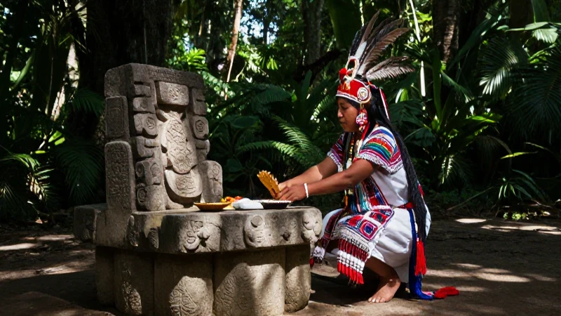Participante Mixteca en ritual ceremonial con headdress
