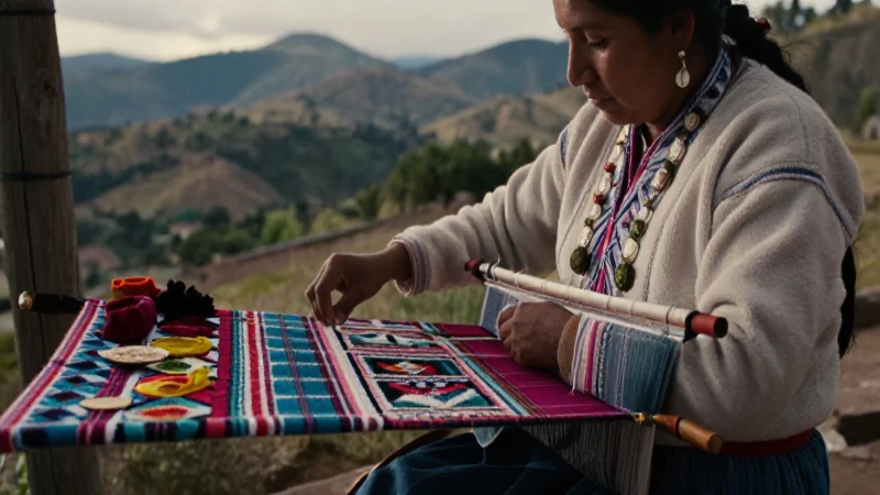 Mixtecos tejiendo en paisaje Mesoamericano auténtico