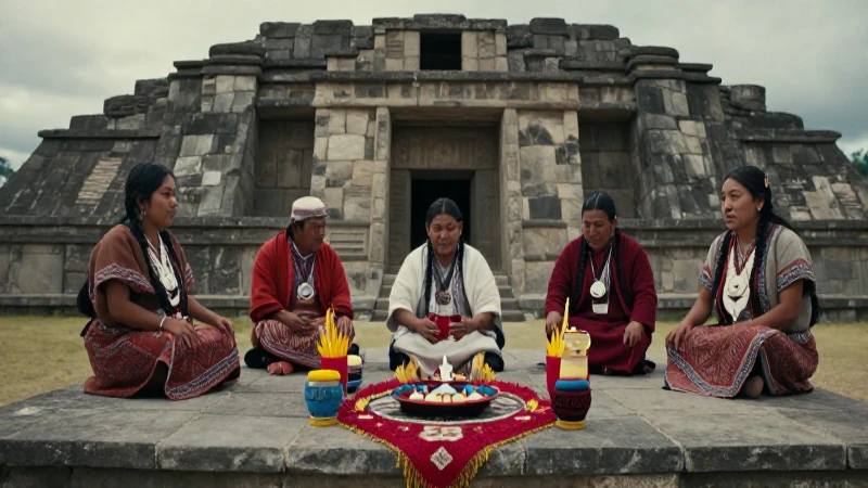 Figuras ceremoniales en ruinas ancestrales