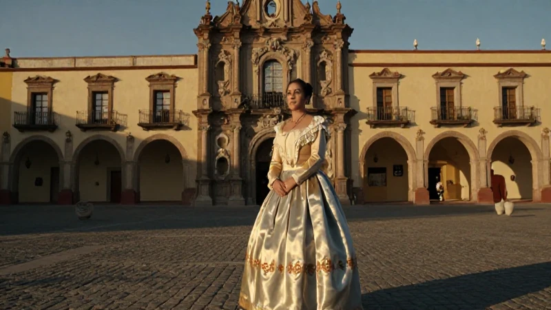 Nobleza colonial en Nuevo Mundo bajo luz dorada