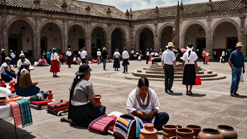 Mercado colonial vibrante, México colonial auténtico