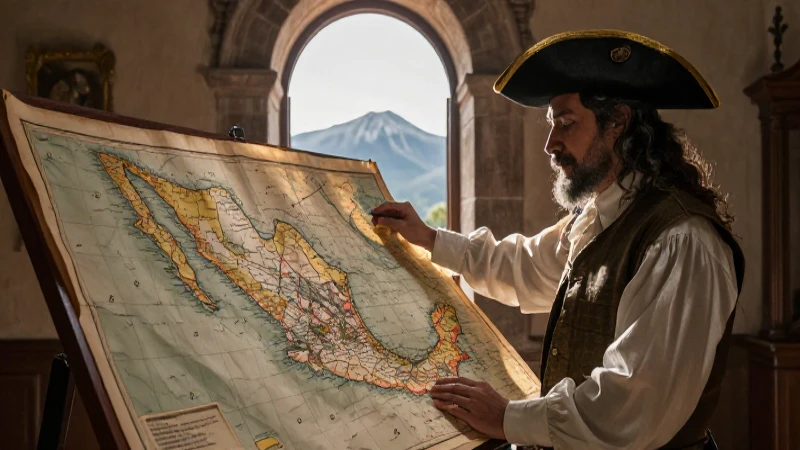 Cartografía colonial antigua de México detallada