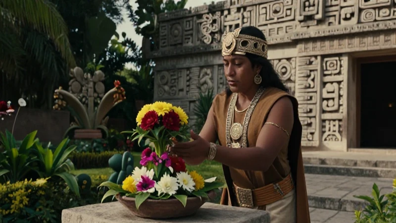 Noble azteca ofrece en Tenochtitlan