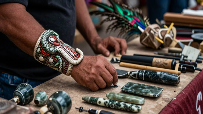 Artesano mexica en mercado de Tenochtitlan