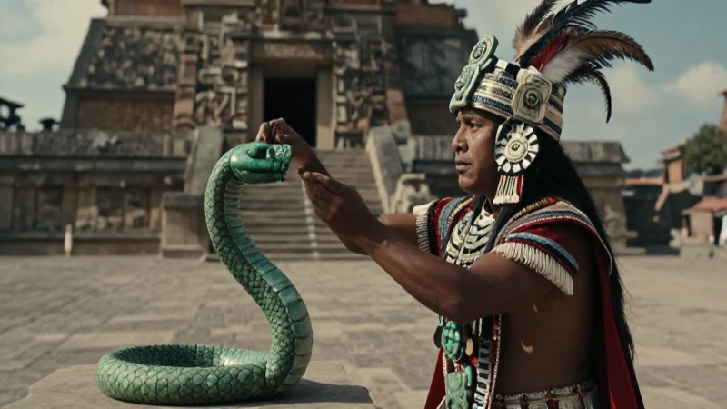 Mexica augur con serpiente y jade