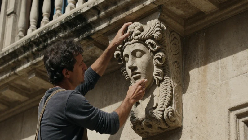 Mascarón: Historia, Significado y Usos en la Arquitectura 32 Maestro restaura mascarón antiguo en fachada colonial