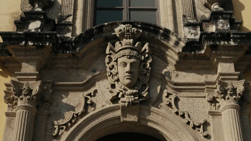 Mascarón: Historia, Significado y Usos en la Arquitectura 34 Máscara tallada en fachada de piedra, realismo dramático