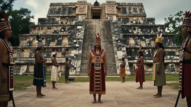 Ritual mesoamericano en templo antiguo