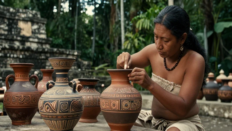 Artesana Maya crea vasija en selva mística