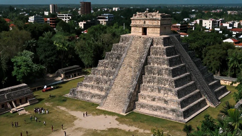 Cuál es la riqueza cultural de los mayas en Mesoamérica 206 Pirámide Maya frente a selva y ciudad