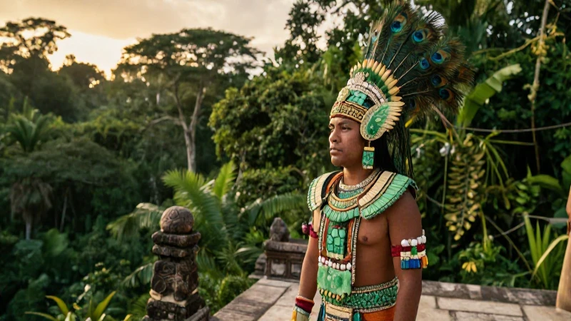Cuál es la riqueza cultural de los mayas en Mesoamérica 210 Noble maya observa ritual en la selva con oro