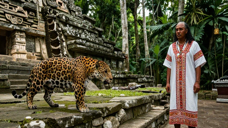 Mayas y el jaguar: espíritu de lo silvestre en la cultura 12 Jaguar observa al sacerdote en la selva maya