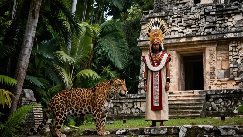 Mayas y el jaguar: espíritu de lo silvestre en la cultura 17 Sacerdote maya y jaguar en antiguas ruinas