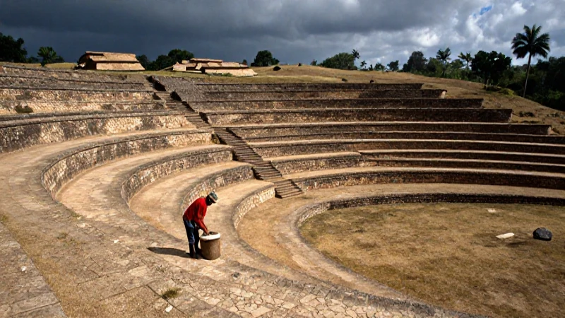 Agricultora maya en terrazas ante sequía