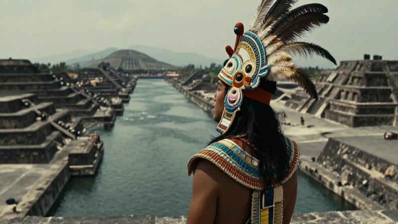 Guerrero azteca majestuoso en Tenochtitlan