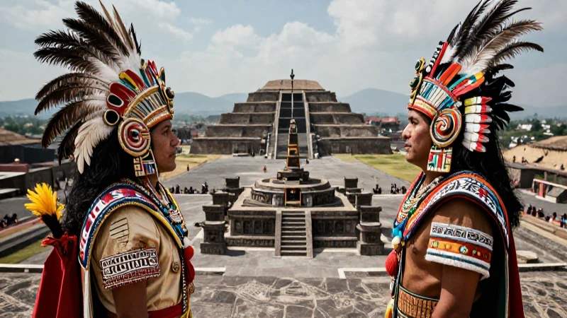 Mexica observando altar en Tenochtitlan