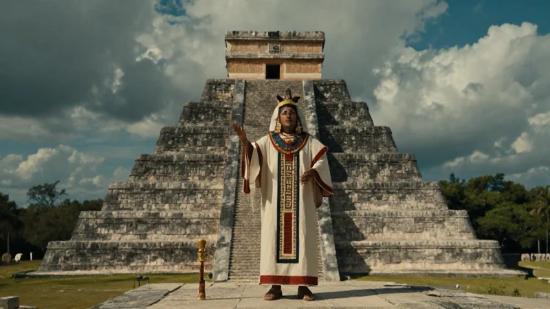 Mexico: el centro del universo y sus majestuosas pirámides 47 Sacerdote ritual sobre pirámide mesoamericana