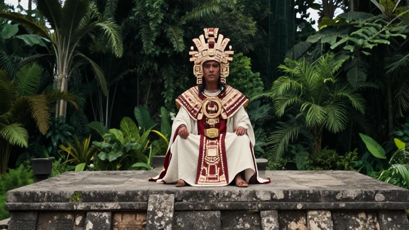 Sacerdote mesoamericano en Teotihuacán, realismo épico