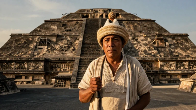 Artesano de Teotihuacán en luz dorada