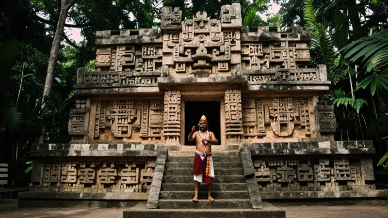 Mitos mesoamericanos: Explorando los relatos fundacionales 22 Sacerdote mesoamericano en ritual bajo la selva