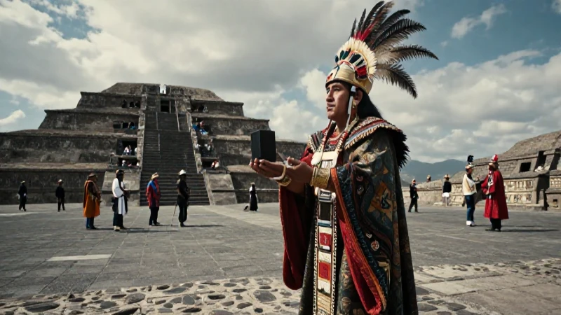 Moctezuma recibe tributos en Tenochtitlan